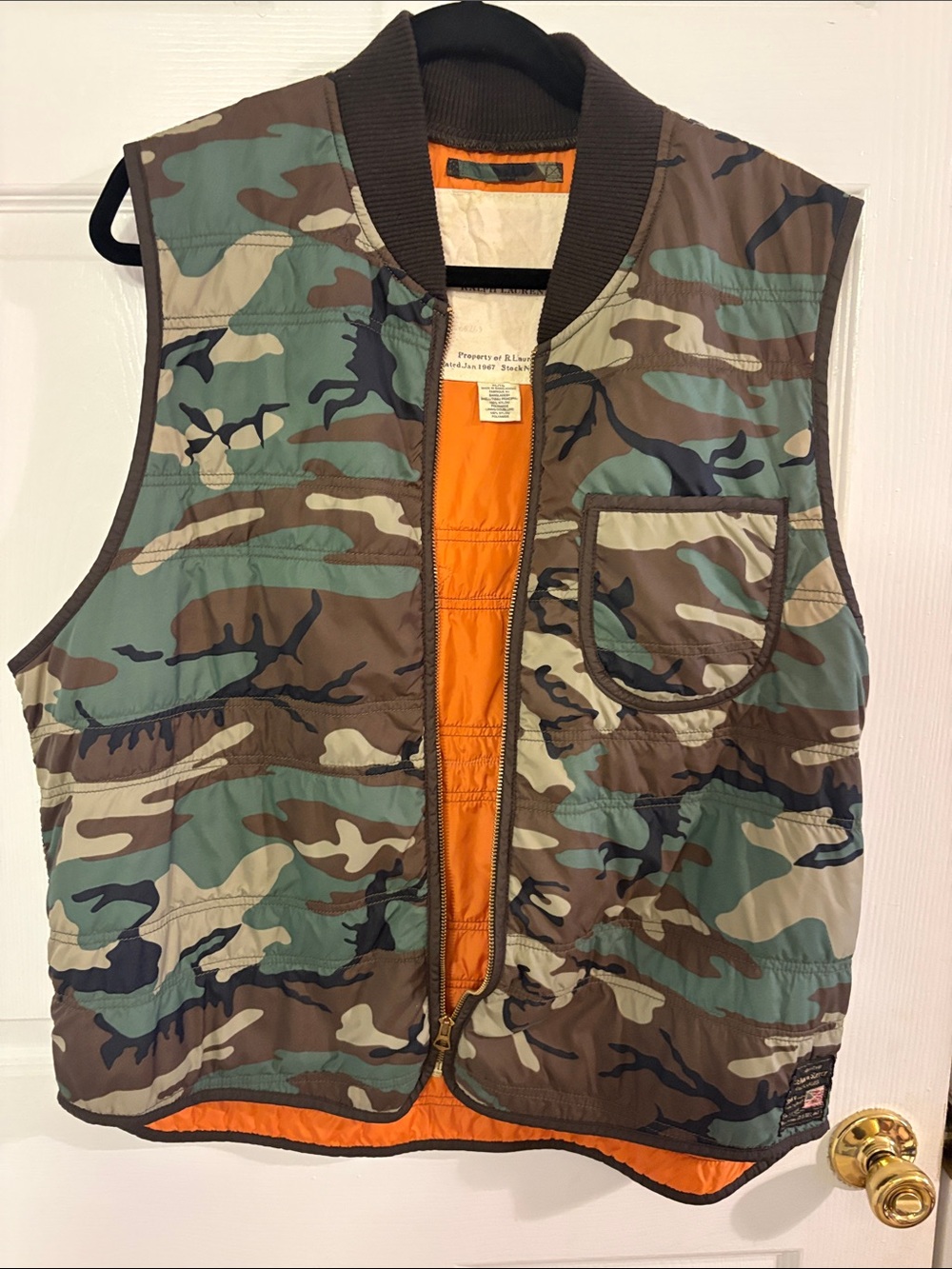 Ralph Lauren Reversible Camo Utility Vest with Orange Lining
